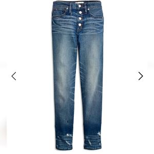 Madewell Women's Slim Straight Button Fly Distressed Jeans Sz 30